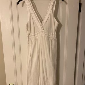 White linen, smocked sun dress.